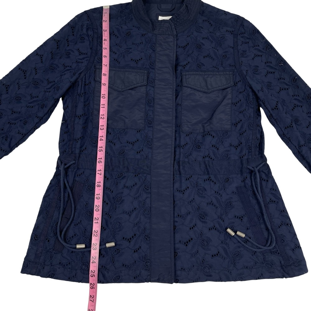 GAP Women's Utility Field Jacket Small Navy Eyelet Drawstring Waist Snap Front - Picture 10 of 13